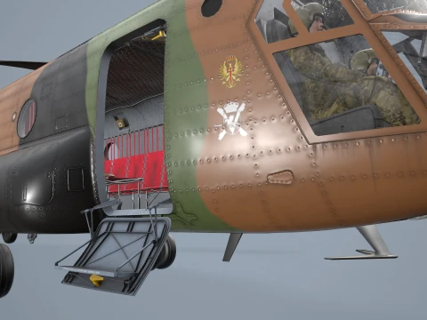 Helicopter CH-47D Chinook Spanish Army Complex Animation --20-- 3D Model