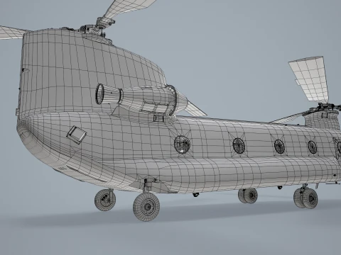 Helicopter CH-47D Chinook Spanish Army Complex Animation --20-- 3D Model