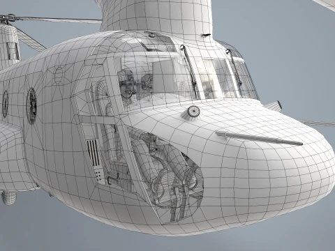 Helicopter CH-47D Chinook Spanish Army Complex Animation --20-- 3D Model