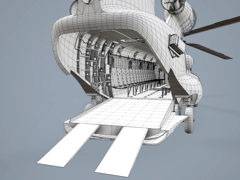 Helicopter CH-47D Chinook Spanish Army Complex Animation --20-- 3D Model