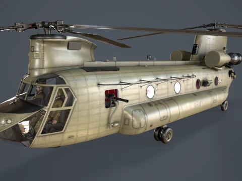 Helicopter CH-47F Chinook Australian Army Complex Animation --21-- 3D Model