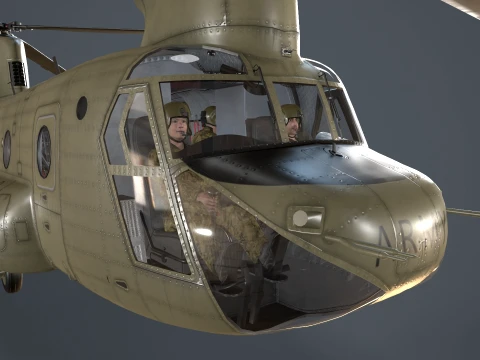Helicopter CH-47F Chinook Australian Army Complex Animation --21-- 3D Model