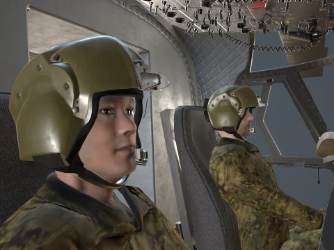 Helicopter CH-47F Chinook Australian Army Complex Animation --21-- 3D Model