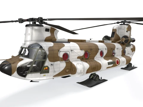 Helicopter CH-47J Chinook JGSDF Winter Static --22-- 3D Model