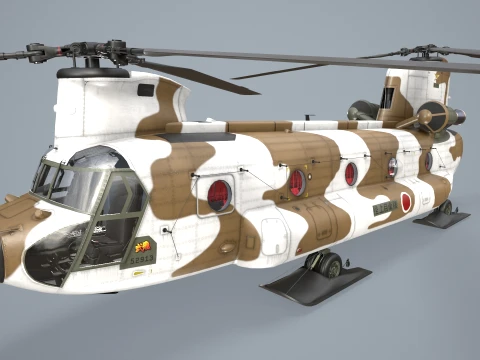 Helic&oacute;ptero CH-47J Chinook JGSDF Winter Static --22-- Modelo 3D