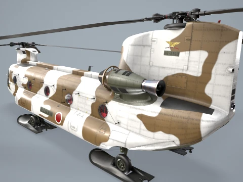 Helic&oacute;ptero CH-47J Chinook JGSDF Winter Static --22-- Modelo 3D