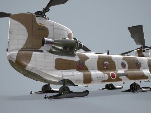 Helic&oacute;ptero CH-47J Chinook JGSDF Winter Static --22-- Modelo 3D