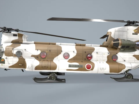 Helic&oacute;ptero CH-47J Chinook JGSDF Winter Static --22-- Modelo 3D