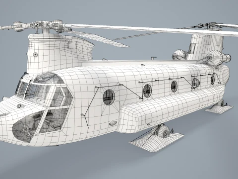 Helic&oacute;ptero CH-47J Chinook JGSDF Winter Static --22-- Modelo 3D