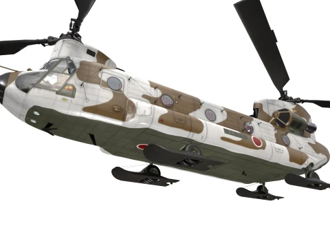 Helicopter CH-47J Chinook JGSDF Winter Basic Animation --22-- 3D Model