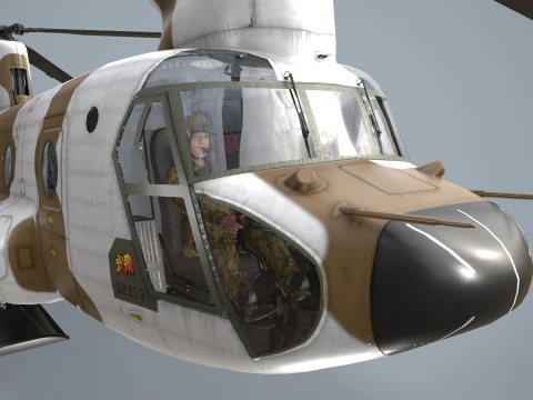 Helicopter CH-47J Chinook JGSDF Winter Basic Animation --22-- 3D Model