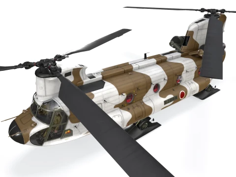 Helicopter CH-47J Chinook JGSDF Winter Complex Animation --22-- 3D Model
