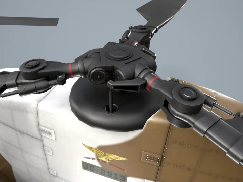 Helicopter CH-47J Chinook JGSDF Winter Complex Animation --22-- 3D Model