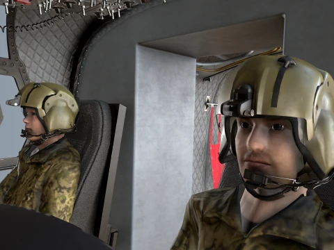 Helicopter CH-47J Chinook JGSDF Winter Complex Animation --22-- 3D Model