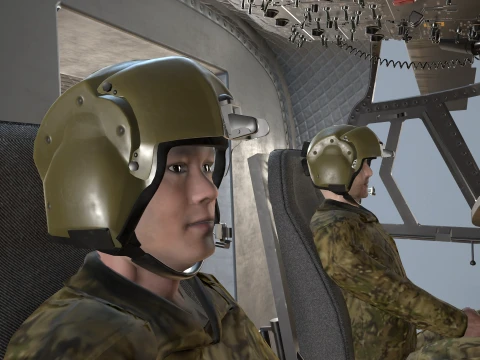 Helicopter CH-47J Chinook JGSDF Winter Complex Animation --22-- 3D Model