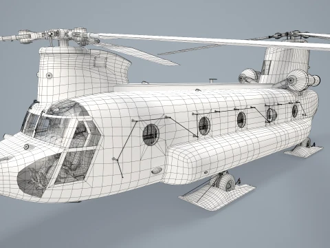 Helicopter CH-47J Chinook JGSDF Winter Complex Animation --22-- 3D Model