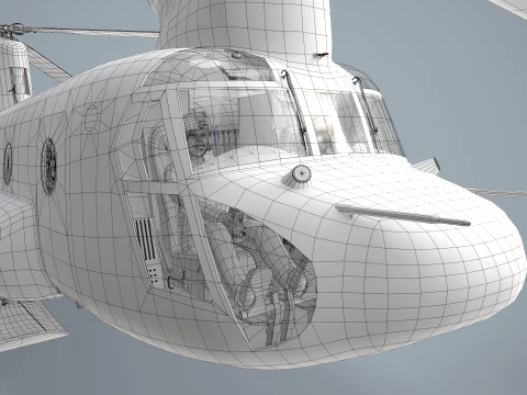 Helicopter CH-47J Chinook JGSDF Winter Complex Animation --22-- 3D Model