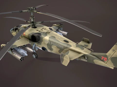 Helicopter Kamov Ka-52 Alligator Camo Basic Animation --31-- 3D Model