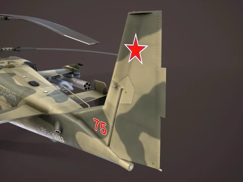 Helicopter Kamov Ka-52 Alligator Camo Basic Animation --31-- 3D Model