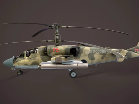 Helicopter Kamov Ka-52 Alligator Camo Basic Animation --31-- 3D Model