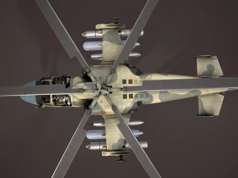 Helicopter Kamov Ka-52 Alligator Camo Basic Animation --31-- 3D Model
