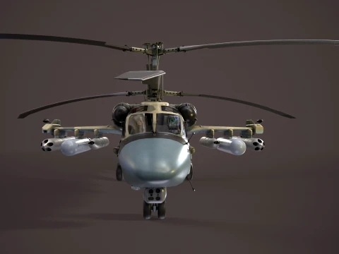Helicopter Kamov Ka-52 Alligator Camo Basic Animation --31-- 3D Model