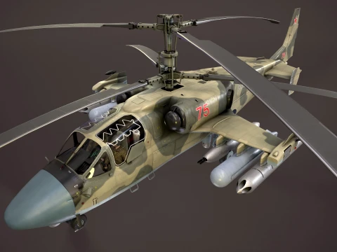 Helicopter Kamov Ka-52 Alligator Camo Complex Animation --31-- 3D Model