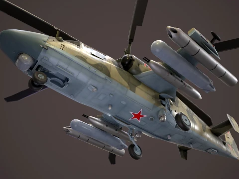 Helicopter Kamov Ka-52 Alligator Camo Complex Animation --31-- 3D Model