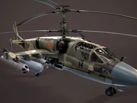 Helicopter Kamov Ka-52 Alligator Camo Complex Animation --31-- 3D Model