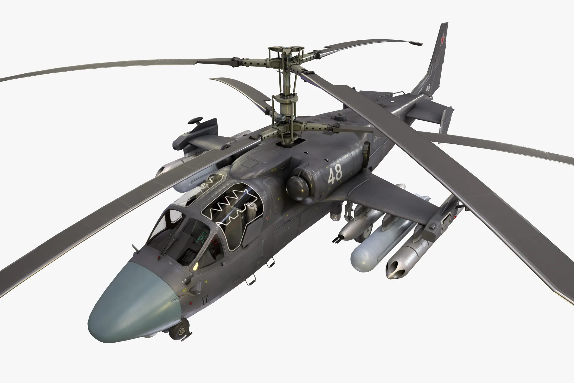 Helicóptero Kamov Ka-52 Alligator Dark Static --32-- Modelo 3D .c4d .max .obj .3ds .fbx .stl .blend