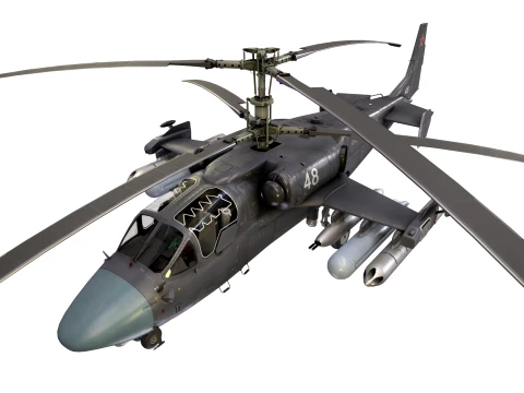 Helicopter Kamov Ka-52 Alligator Dark Static --32-- 3D Model