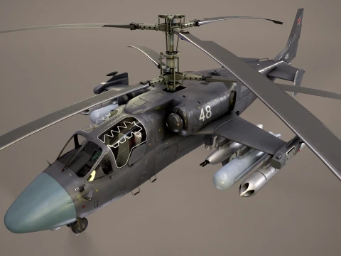 Helic&oacute;ptero Kamov Ka-52 Alligator Dark Static --32-- Modelo 3D