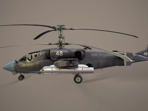 Helic&oacute;ptero Kamov Ka-52 Alligator Dark Static --32-- Modelo 3D