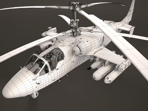 Helic&oacute;ptero Kamov Ka-52 Alligator Dark Static --32-- Modelo 3D