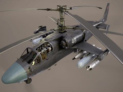 Helicopter Kamov Ka-52 Alligator Dark Complex Animation --32-- 3D Model