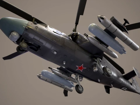 Helicopter Kamov Ka-52 Alligator Dark Complex Animation --32-- 3D Model