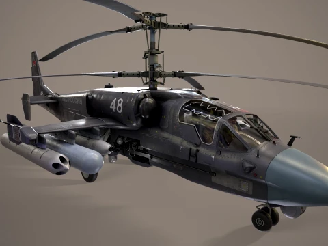 Helicopter Kamov Ka-52 Alligator Dark Complex Animation --32-- 3D Model