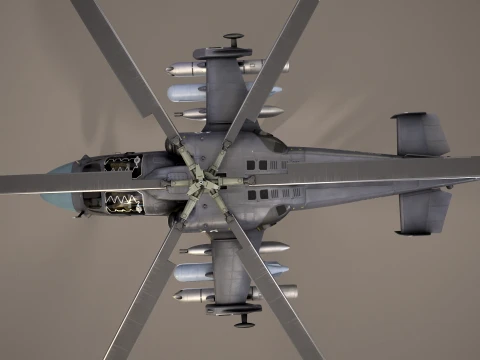 Helicopter Kamov Ka-52 Alligator Dark Complex Animation --32-- 3D Model