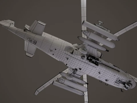 Helicopter Kamov Ka-52 Alligator Dark Complex Animation --32-- 3D Model