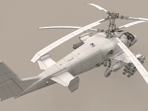 Helicopter Kamov Ka-52K Katran Basic Animation --33-- 3D Model