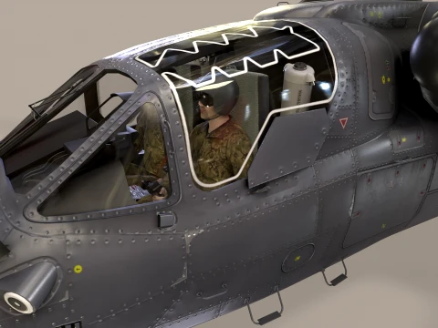 Helic&oacute;ptero Kamov Ka-52K Katran Comlex Anima&ccedil;&atilde;o --33-- Modelo 3D