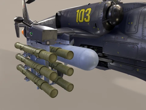 Helic&oacute;ptero Kamov Ka-52K Katran Comlex Anima&ccedil;&atilde;o --33-- Modelo 3D