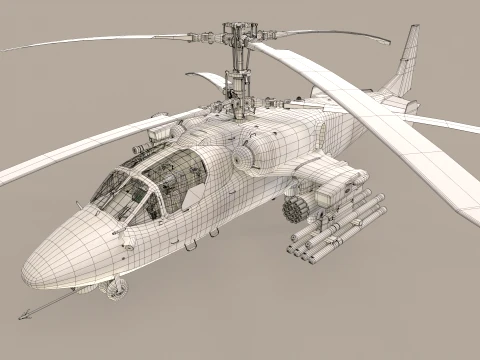 Helic&oacute;ptero Kamov Ka-52K Katran Comlex Anima&ccedil;&atilde;o --33-- Modelo 3D