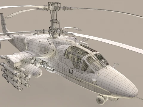 Helic&oacute;ptero Kamov Ka-52K Katran Comlex Anima&ccedil;&atilde;o --33-- Modelo 3D