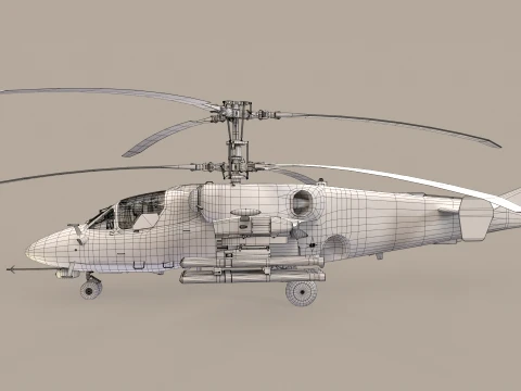 Helic&oacute;ptero Kamov Ka-52K Katran Comlex Anima&ccedil;&atilde;o --33-- Modelo 3D