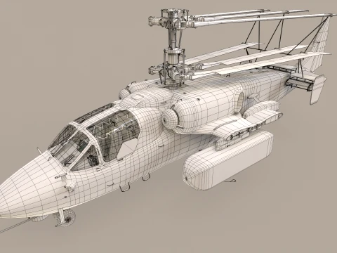 Helic&oacute;ptero Kamov Ka-52K Katran Comlex Anima&ccedil;&atilde;o --33-- Modelo 3D