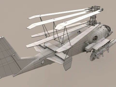 Helic&oacute;ptero Kamov Ka-52K Katran Comlex Anima&ccedil;&atilde;o --33-- Modelo 3D