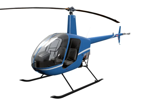Helicopter Robinson R22 Blue Static --34-- 3D Model