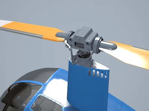 Helicopter Robinson R22 Blue Static --34-- 3D Model