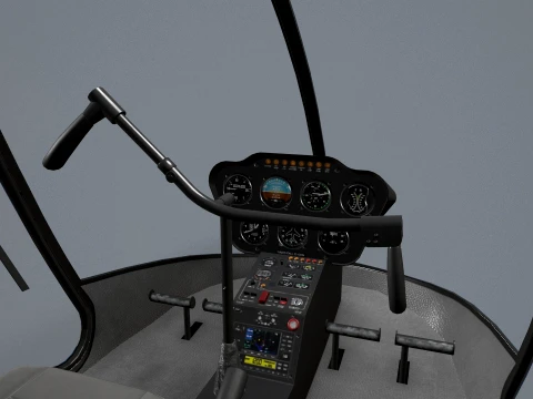 Helicopter Robinson R22 Blue Static --34-- 3D Model